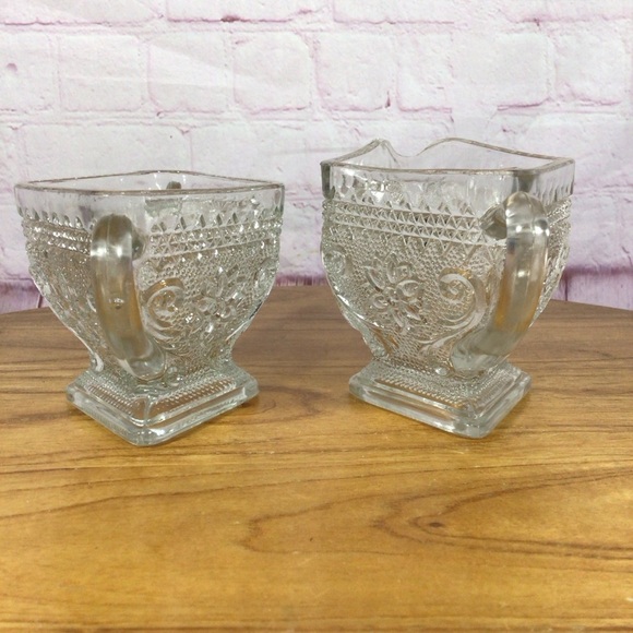 Vintage Indiana Glass Clear Open Sugar Bowl and Creamer Set - Picture 4 of 7